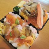 「札幌アゾル」のドーナツと「肴や一蓮 蔵」の海鮮丼。
